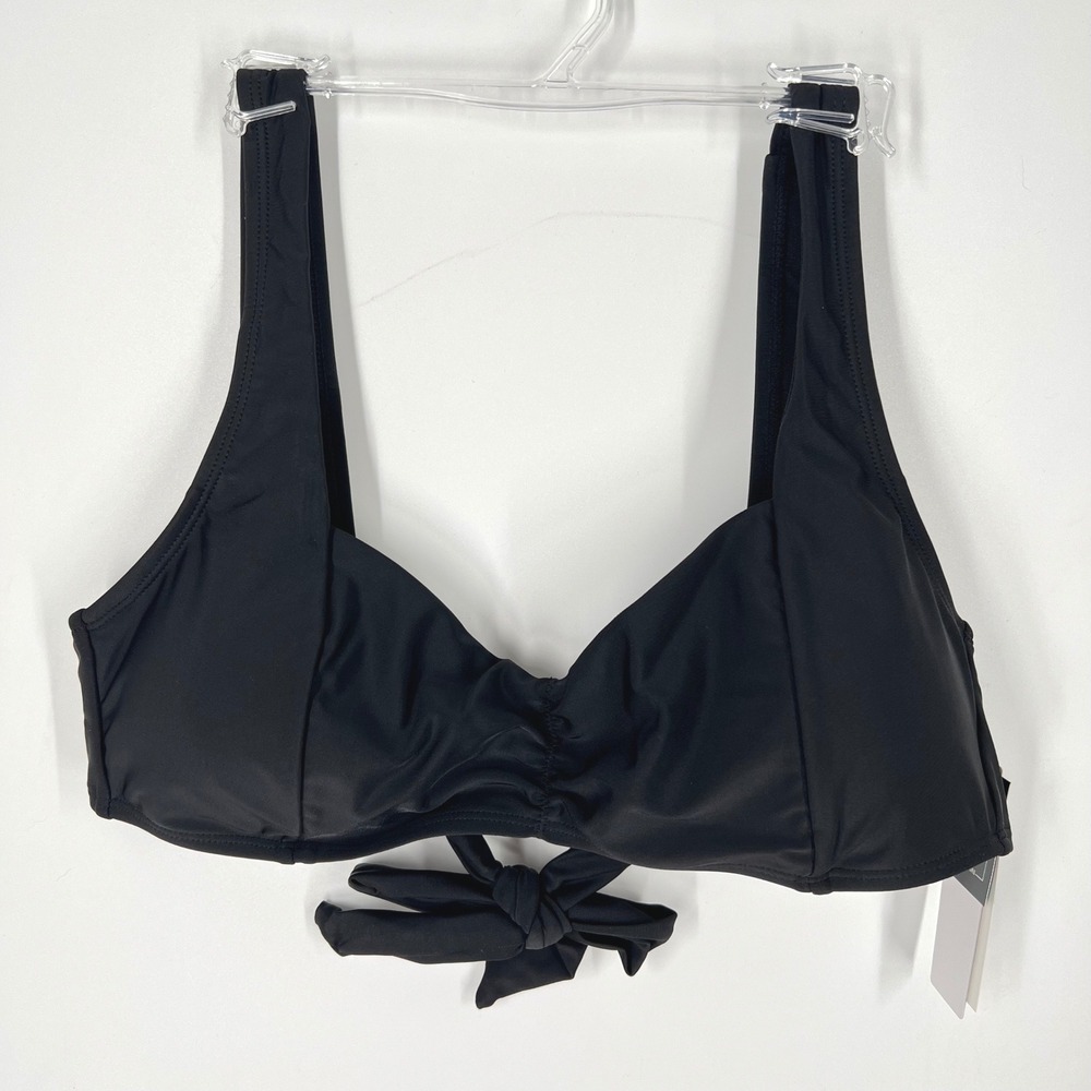 Salt + Cove Womens Black Ruched Tie Back Bikini Swim Top SC251007BT L